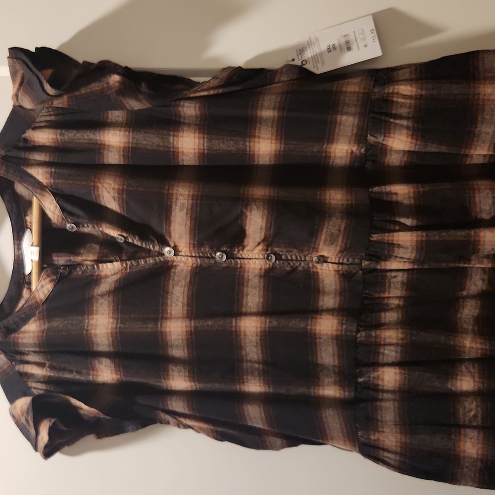 Time and Tru Black and Brown Plaid Dress
